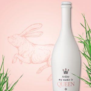 weiße Flasche, Illustration zum Frühlings-Gewinnspiel im Weinheimat Blog. 