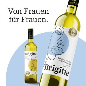 Werbemotiv der Lauffener Weingärtner für die Brigitte-Weine