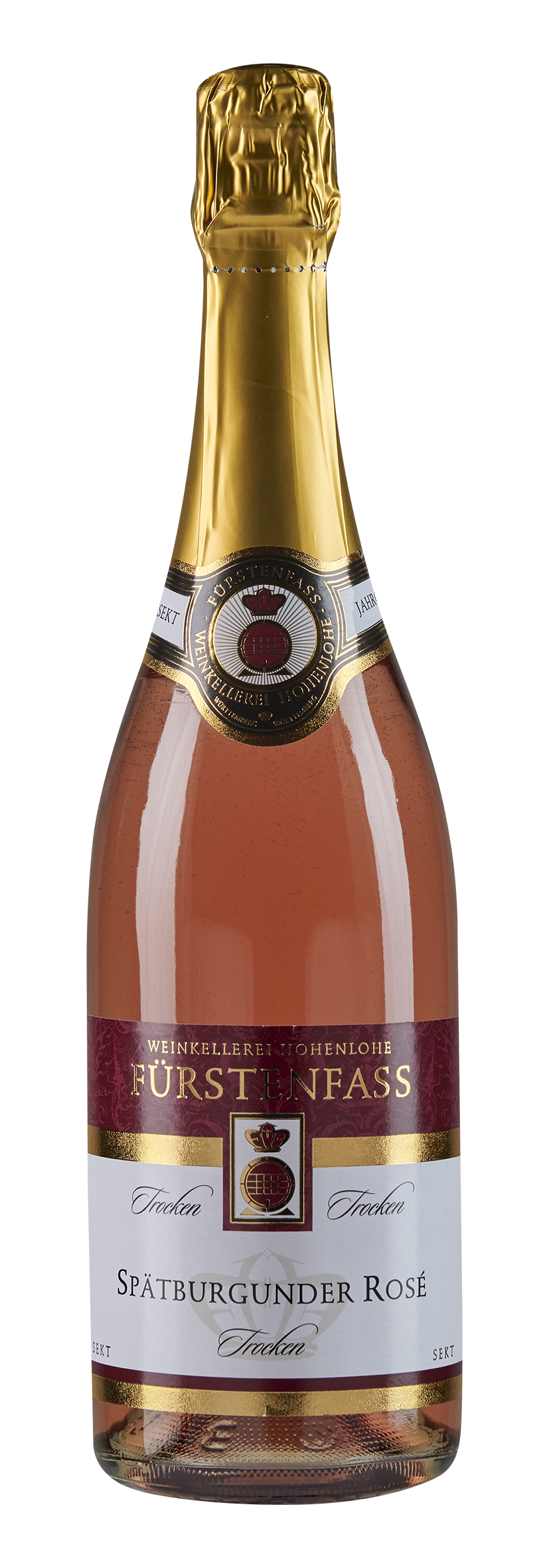 2021 Spätburgunder Rosé Sekt trocken der Weinkellerei Hohenlohe, Flaschenansicht