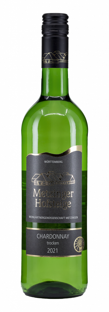 Metzinger Hofsteige Chardonnay trocken der Weingärtnergenossenschaft Metzingen-Neuhausen, Flaschenaufnahme