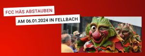 Man sieht zwei der Fellbacher Weingeister des Fellbacher Carneval Club in ihrem Häs beim Faschingsumzug