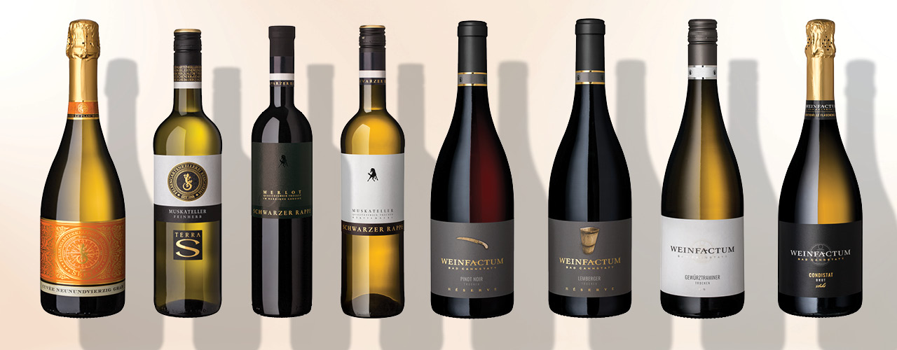 Die beim Mundus Vini Spring Tasting 2024 mit Gold ausgezeichneten Weine der Felsengartenkellerei Besigheim.